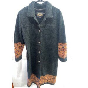 County Clothing Co Cheyenne Collection Aztec print Long Trench coat Size Small